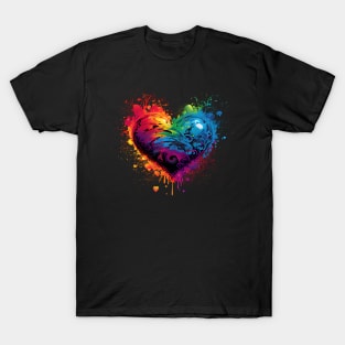 Heart with splatters in neon colors T-Shirt